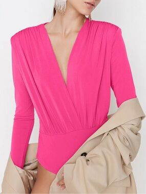 The Andamane Danielle Bodysuit Size XS/S Hot Pink Revolve Brand Barbiecore
